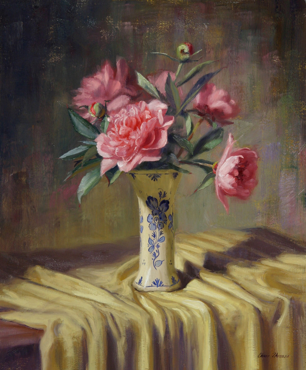 Pink Beauties Original Oil Painting by Chris Thomas