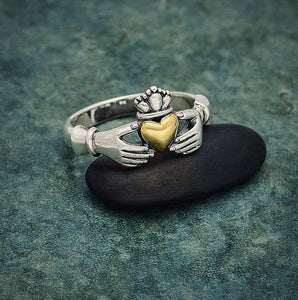 Silver & Bronze Claddagh  Ring