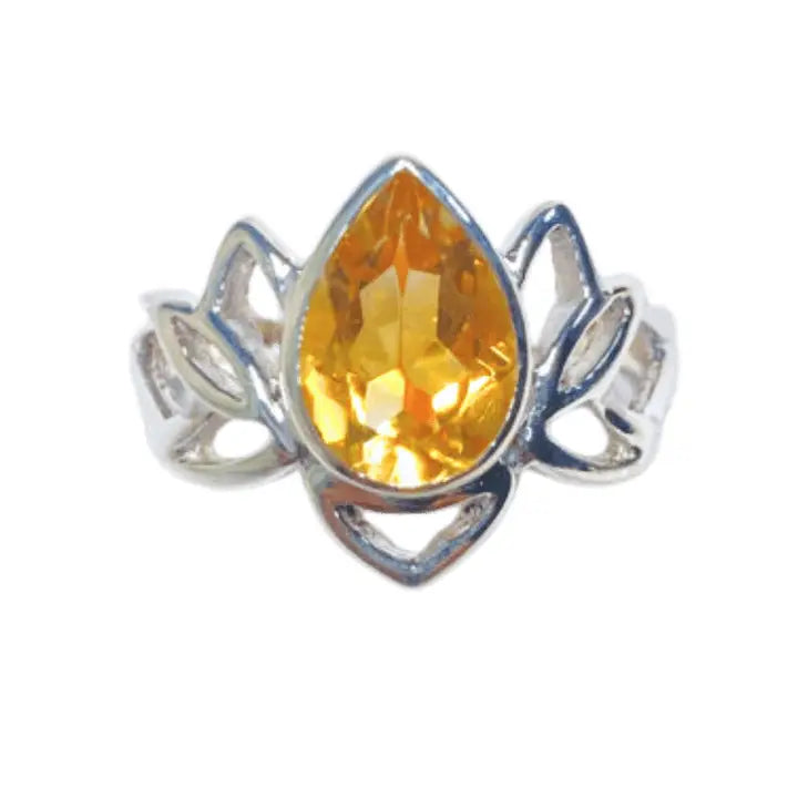 Citrine Lotus Ring