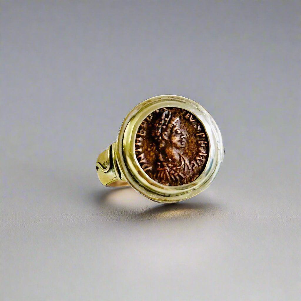 Roman Bronze Coin Ring 400CE Size 7