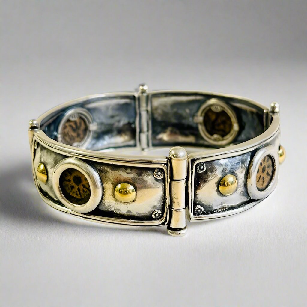 Widow's Mite Gold & Silver Cuff Bracelet 103-76 BCE 7"