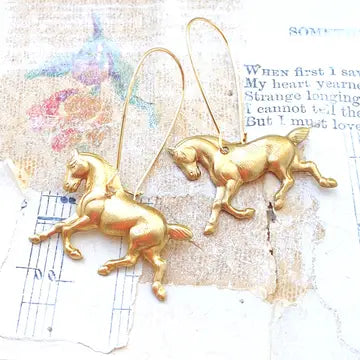 Gold Equestrian Horse Earrings