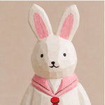 Wood Carved Animal Pink Bunny