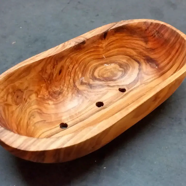 Olive Wood Soap Dish Smooth Rim