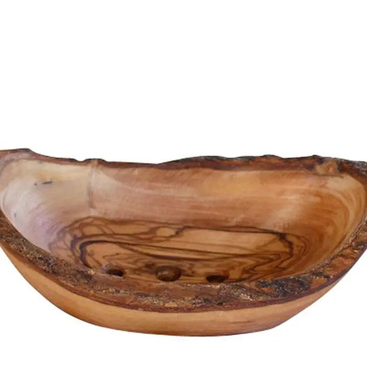 Olive Wood Soap Dish Rustic Rim