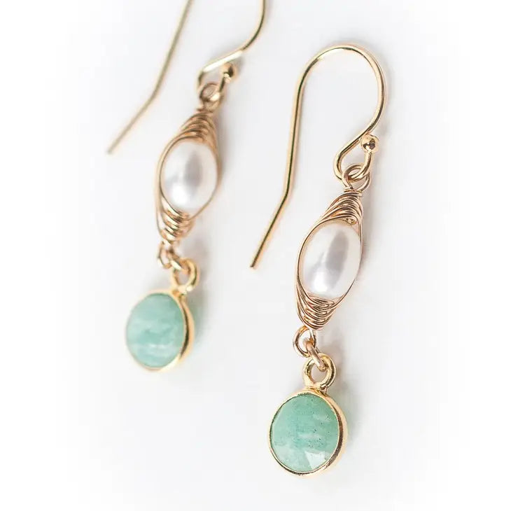 Pearl & Amazonite Earrings