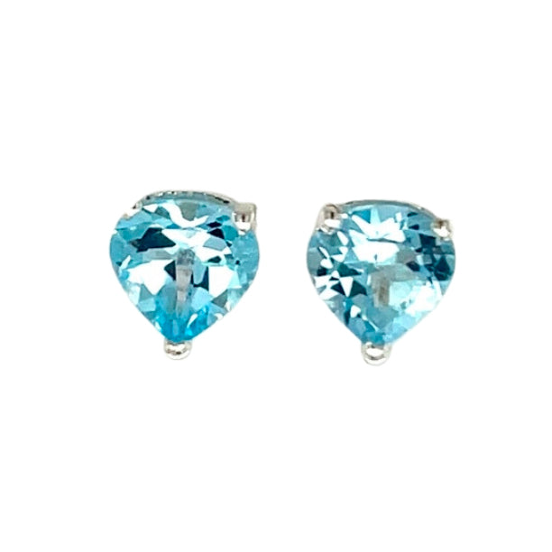 Blue Topaz Heart Stud Earrings