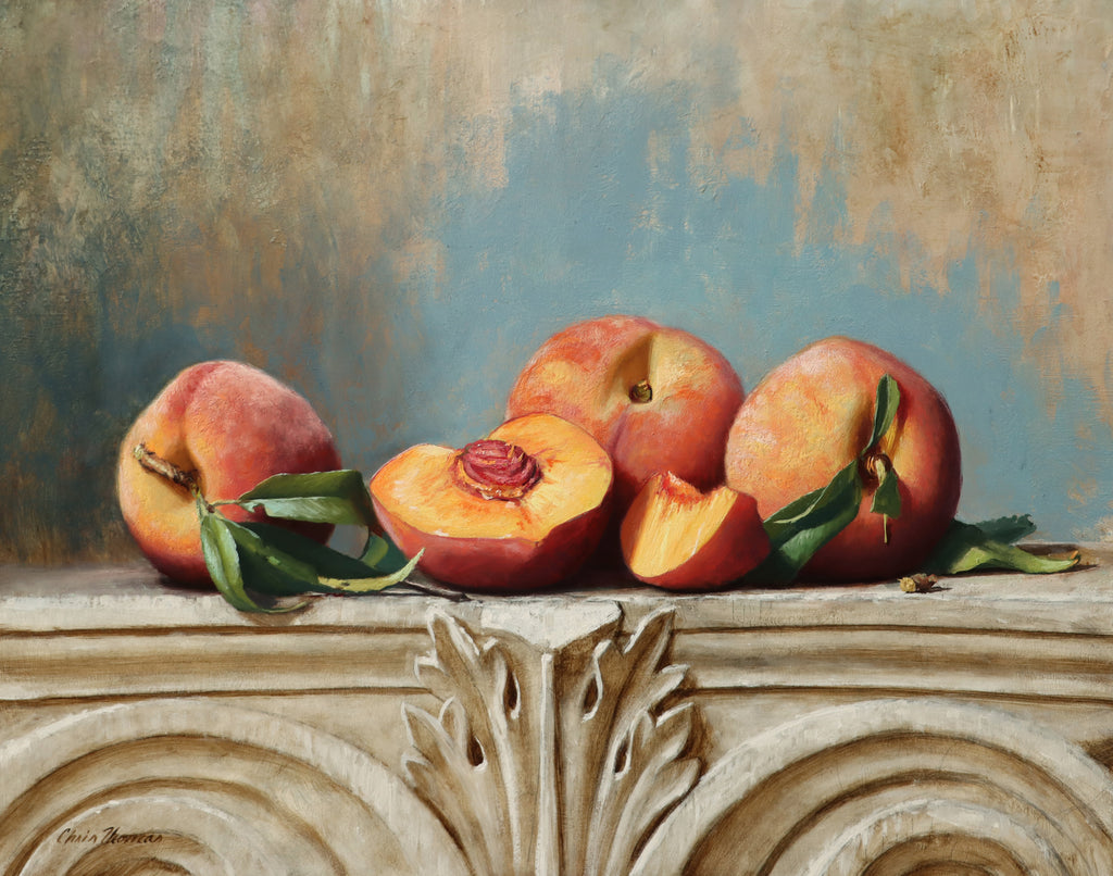 Timeless Peaches Original Oil Painting by Chris Thomas