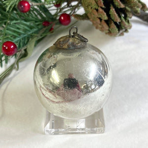 Antique German Silver Kugel Christmas Ornament 1 3/4"