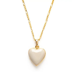 Enameled Heart Locket - Beige