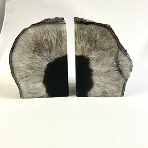 Geode Agate Bookends Chocolate Brown