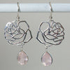 Rose Quartz Rose Earrings