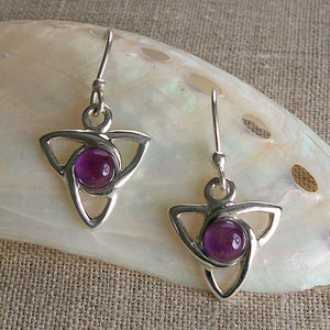 Amethyst Celtic Trinity Earrings