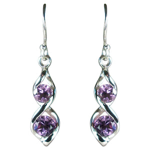 Amethyst  Double Helix Earrings