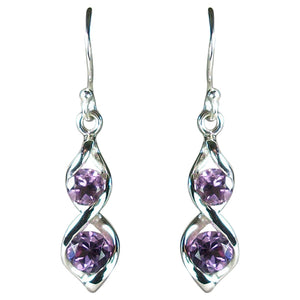 Amethyst  Double Helix Earrings