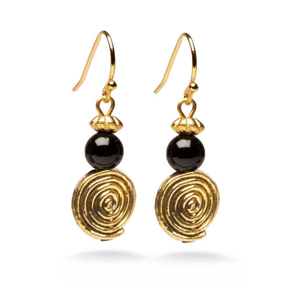Klimt Onyx Spiral Earrings