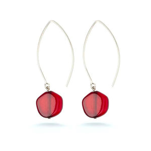 Red Glass Disc Earrings