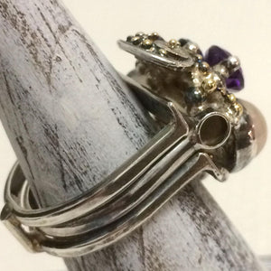 Amethyst & Pearl Stack Ring