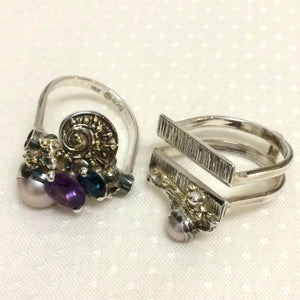 Amethyst & Pearl Stack Ring