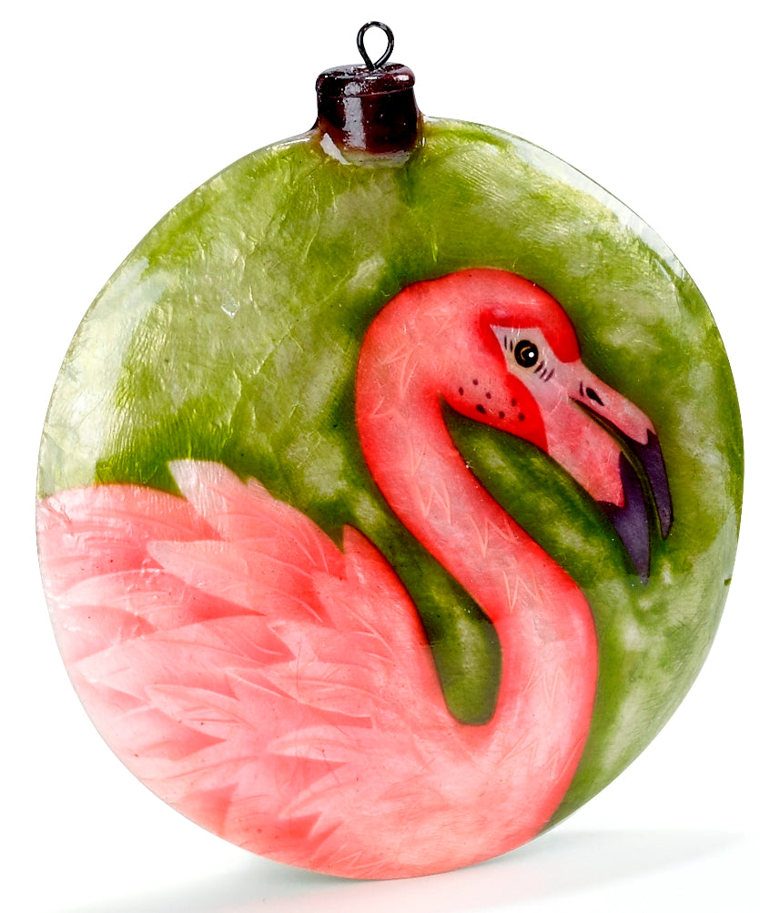 Capiz Flamingo Ornament