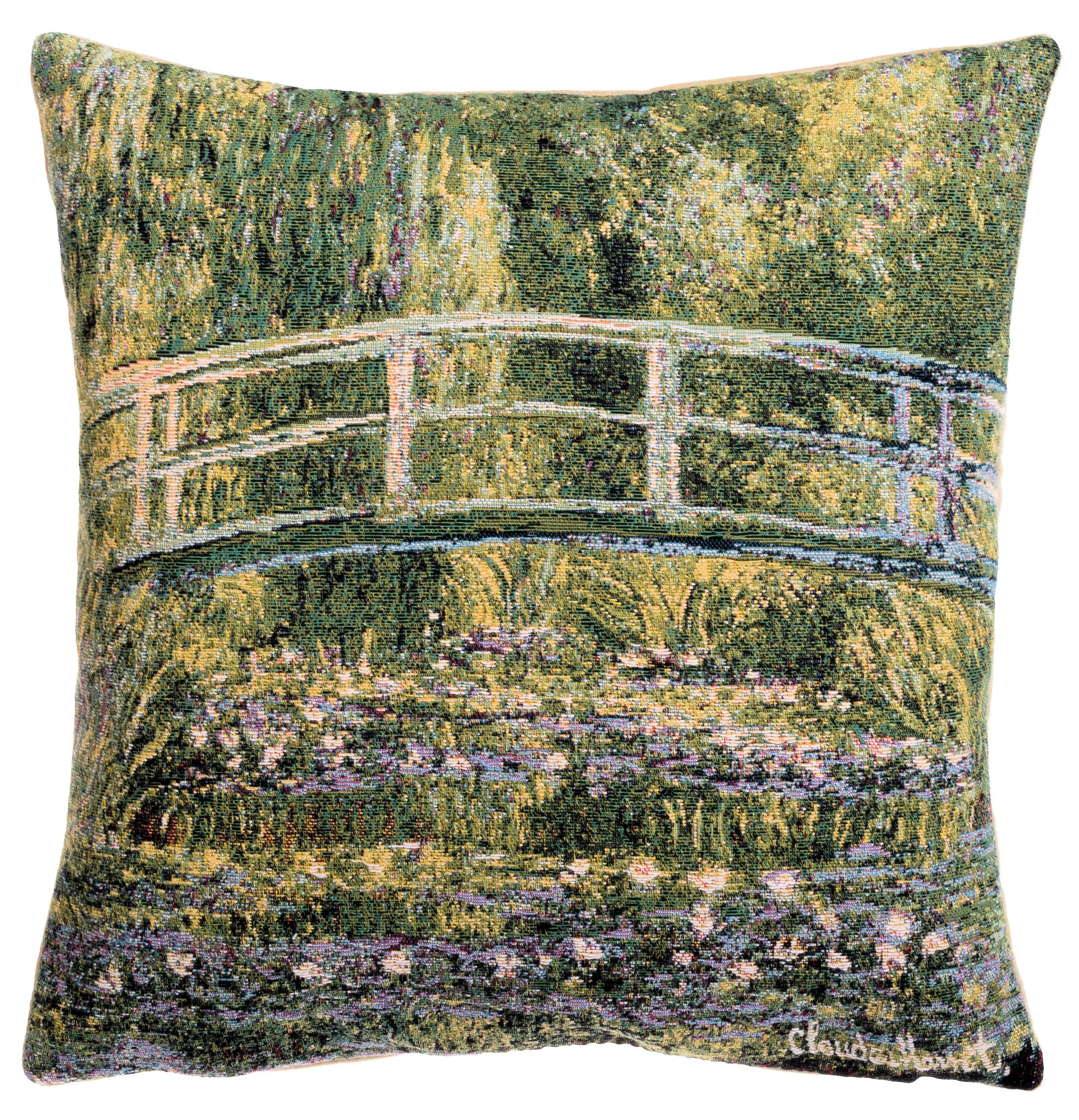 Pont de Giverny by Monet Belgian Jacquard Woven Pillow
