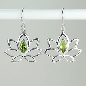 Peridot Lotus Earrings
