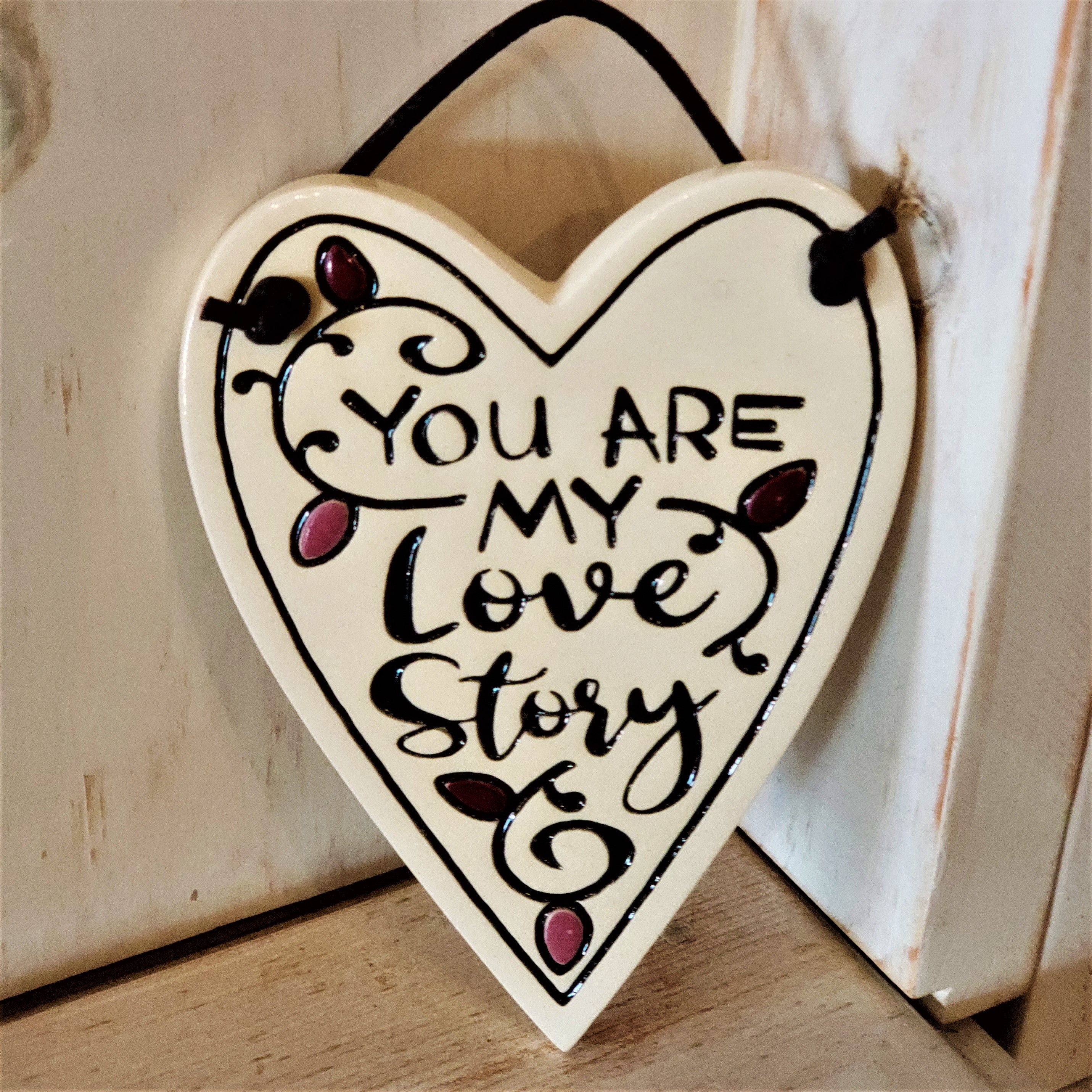 Love Story Stoneware Heart Plaque