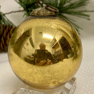 Antique German Gold Kugel Christmas Ornament 2"