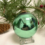 Antique German Kugel Christmas Ornament Lt. Green 2 3/4"