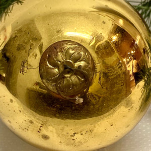 Antique German Gold Kugel Christmas Ornament 4"