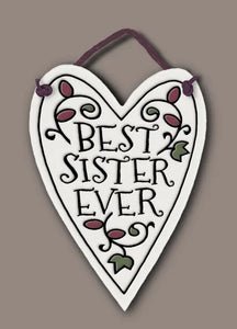 Best Sister Ever Stoneware Heart Plaque