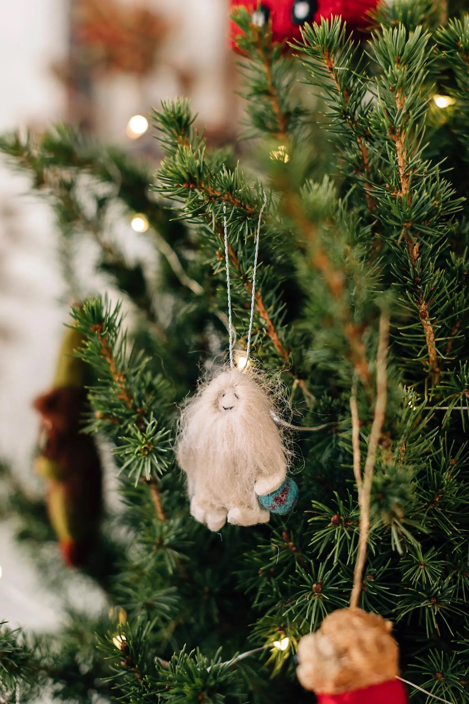 Christmas Tree Topper Felted Bigfoot Vintage Christmas Ornament