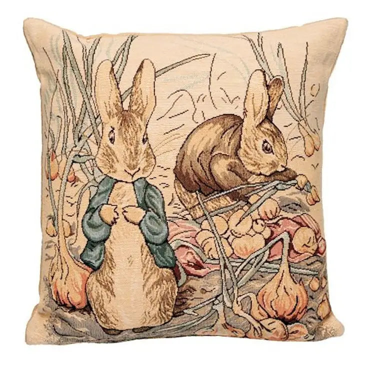 Tale of Peter Rabbit - Beatrix Potter Decorative Pillow Belgian Jacquard Woven Pillow