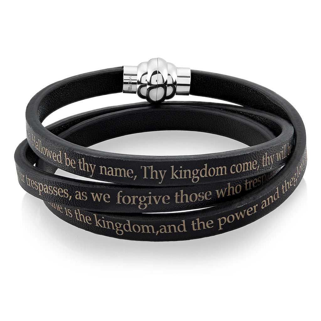 Women's Lord's Prayer Wrap Leather Bracelet 7.5"