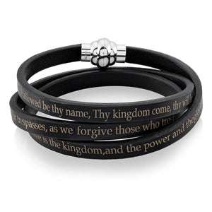 Men's Lord's Prayer Wrap Leather Bracelet 8.5"