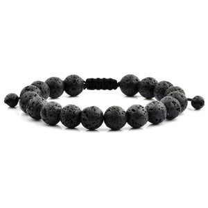 Men's Black Lava Bead Adjustable Bracelet