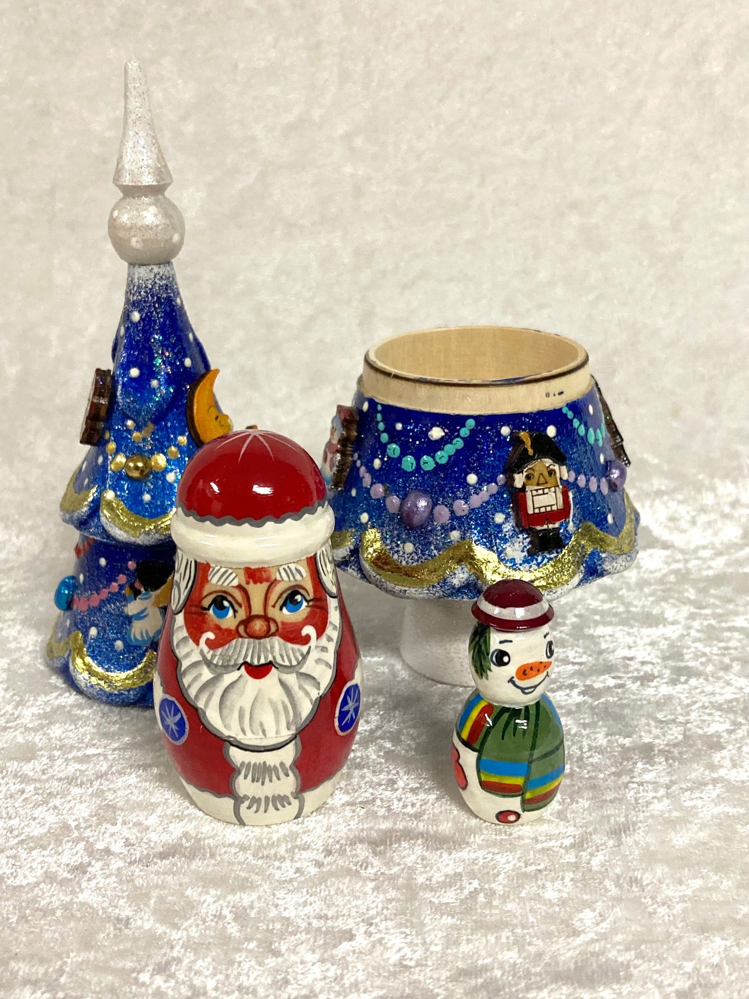 Christmas Tree with Ornaments Matryoshka Blue