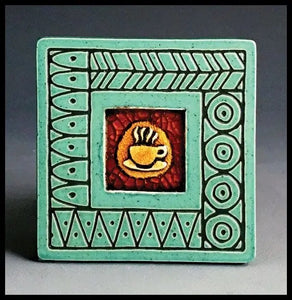 Coffee Cup with Border Coaster Tile