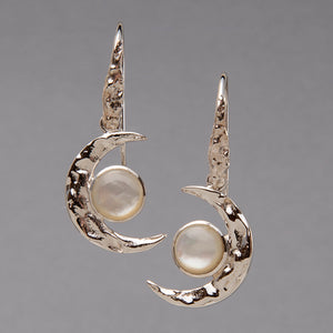 Moonstone Moon Earrings