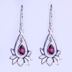 Garnet Lotus Earrings