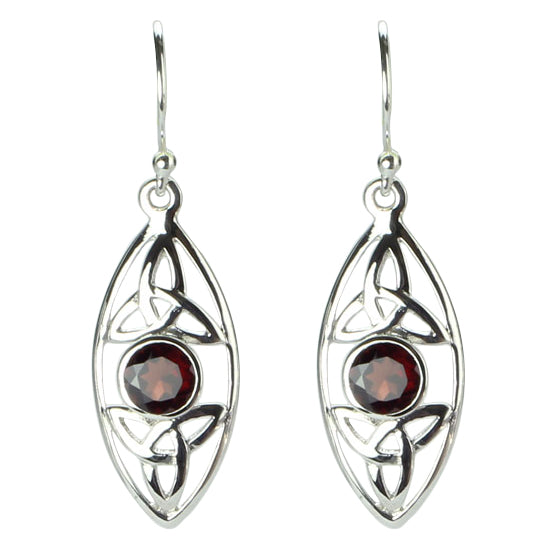 Garnet Triquetra Earrings