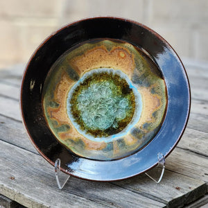 Glass Accent Stoneware Bowl 10"