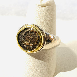 Silver and 18K Gold Theodosius II Ring Size 7