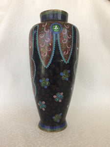 Antique Japanese Cloisonné Vase Mon Design Tall