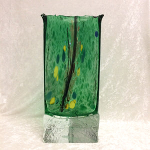 Tall Green Triangular Vase