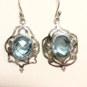 Blue Topaz Cushion Earrings