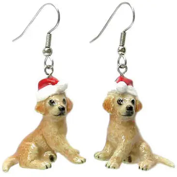 Santa Hat Puppy Earrings