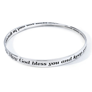 May God Bless You and Keep You - Numbers 6:24-26 Silver Bangle
