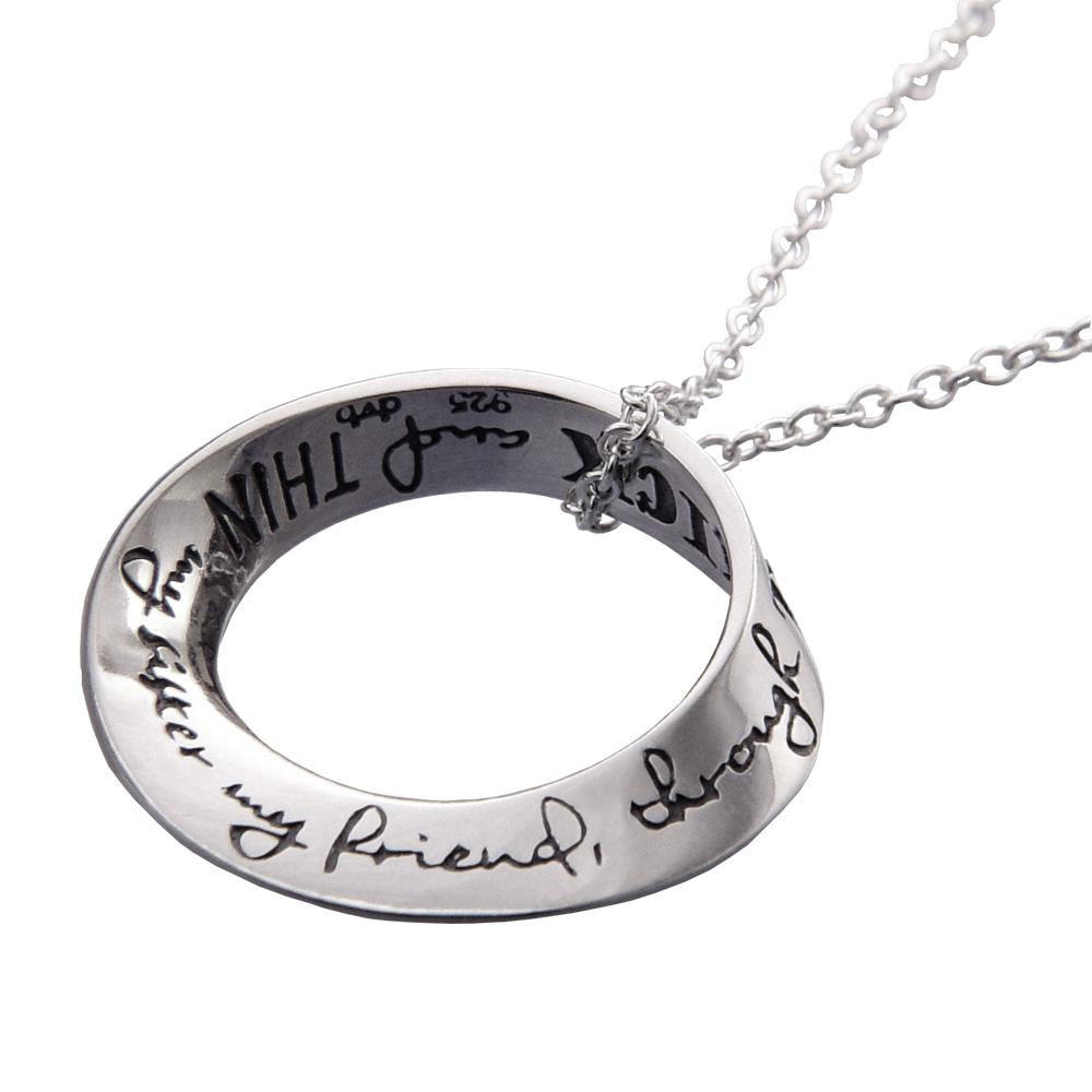 My Sister, My Friend Through Thick And Thin Mobius Design Silver Necklace
