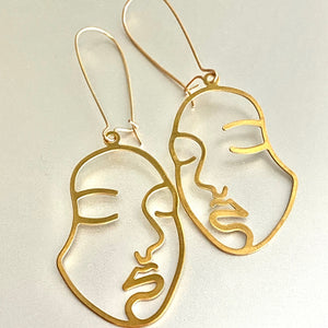 Gold Silhouette Face Earrings